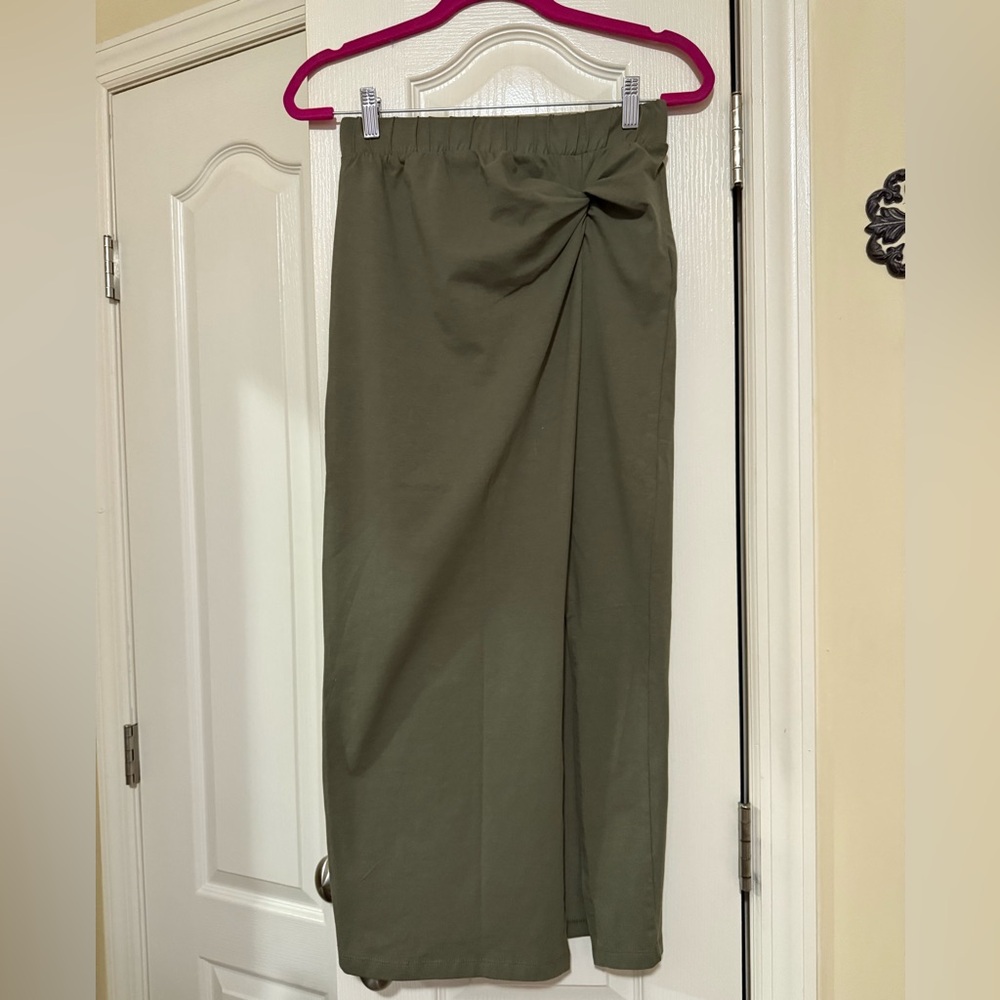 Noisy may Olive Pencil Skirt with Front long slit and front knot size small